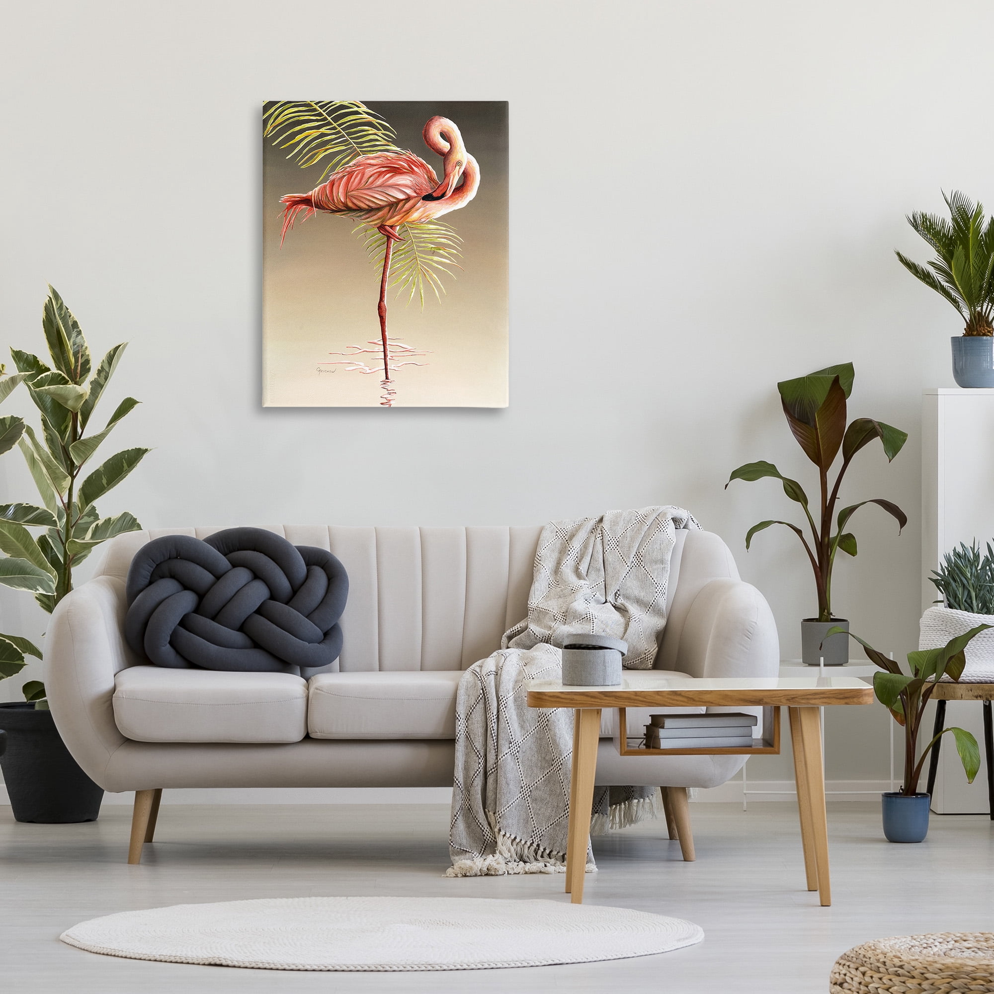 Stupell Industries Flamingo Twisting Gaze Animals & Insects Painting Gallery Wrapped Canvas Art Print Wall Art, 30 x 40