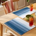 thumbnail image 4 of Haze Blue White Ombre Placemats Set of 6 Vintage Gradient Striped Aesthetics Place Mats Indoor Wipeable Table Mats Washable Dining Table Placemats for Kitchen Holiday Party Home Decor 13x19 Inch, 4 of 9