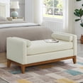 thumbnail image 3 of GZXS 51 Inch Upholstered End of Bed Bench with 2 Pillows, Modern Entryway Ottoman Seat with Solid Wood Frame, Boucle Fabric, Beige, 3 of 7