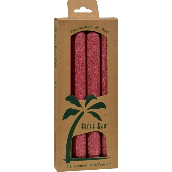 Aloha Bay Palm Tapers Burgundy 9 Inches Candles, Unscented - 4 Ea
