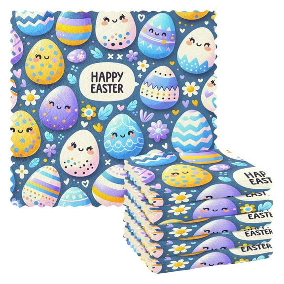 6 Packs Easter Cute Egg Kitchen Dish Towels Soft Absorbent Dish Cloths 11"x11"