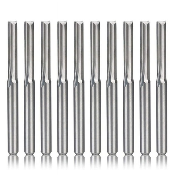 HOT 10Pcs 2 Flute Cnc Router Bits 3.175Mm Straight Slot Tungsten Steel Milling Cutter for Wood Plastic