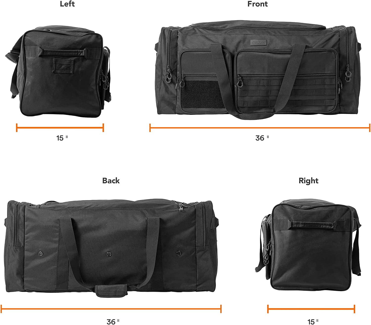 Fitdom 130L 36" Heavy Duty Extra Large Sports Gym Equipment Travel Duffle Bag W/Adjustable Shoulder Strap & 7 Compartments. Perfect for Soccer Baseball Basketball Hockey Football, Team Coaches & More