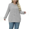thumbnail image 7 of yoeyez Womens Plus Size Ribbed Knit Hoodie Lightweight Drawstring Solid Sweater Tops Casual Long Sleeve Pullover Sweatshirts Gray,S, 7 of 7