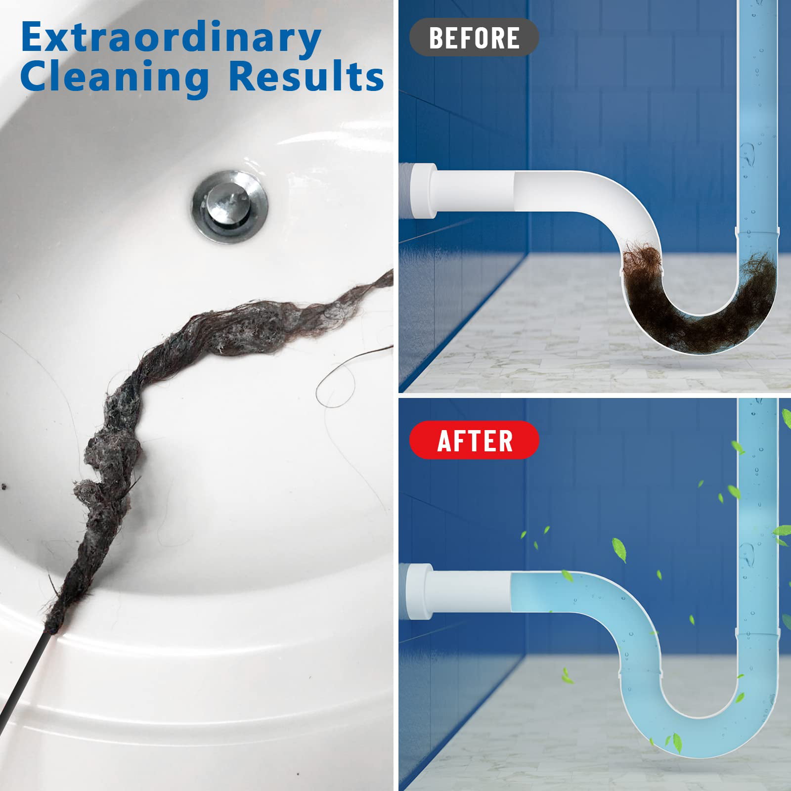 30 Inches Sink Snake Drain Clog Remover, Upgraded Anti-break Steel Plumbing  Snake with Nylon Coating, Drain Hair Remover for Shower Drain, Bathroom