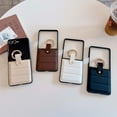 thumbnail image 6 of Allytechgroup For Samsung Galaxy Z Flip 5 PU Leather Back Cover with Built-in Glitter Grip Ring Lightweight Shock-Absorbent Anti-Scratch Anti-Fingerprint Non-Slip Hard PC Protective Case,Khaki, 6 of 6