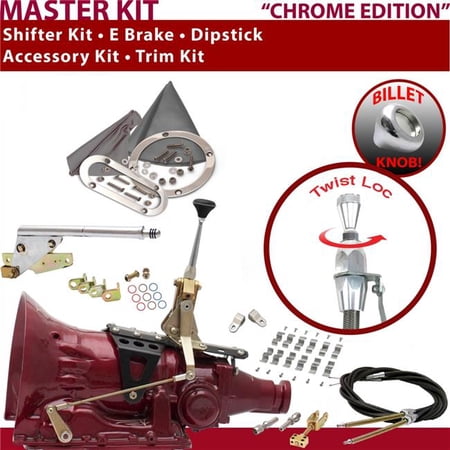 American Shifter TH200 Shifter Kit Chrome 6 in. E Brake Cable Clamp Clevis Trim Kit Dipstick for EC76D