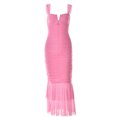 thumbnail image 6 of Lamuusaa Women Sleeveless  Dress Fishtail Hem V Neck Cutout Ruched Dress forBeach Club Streetwear, 6 of 8