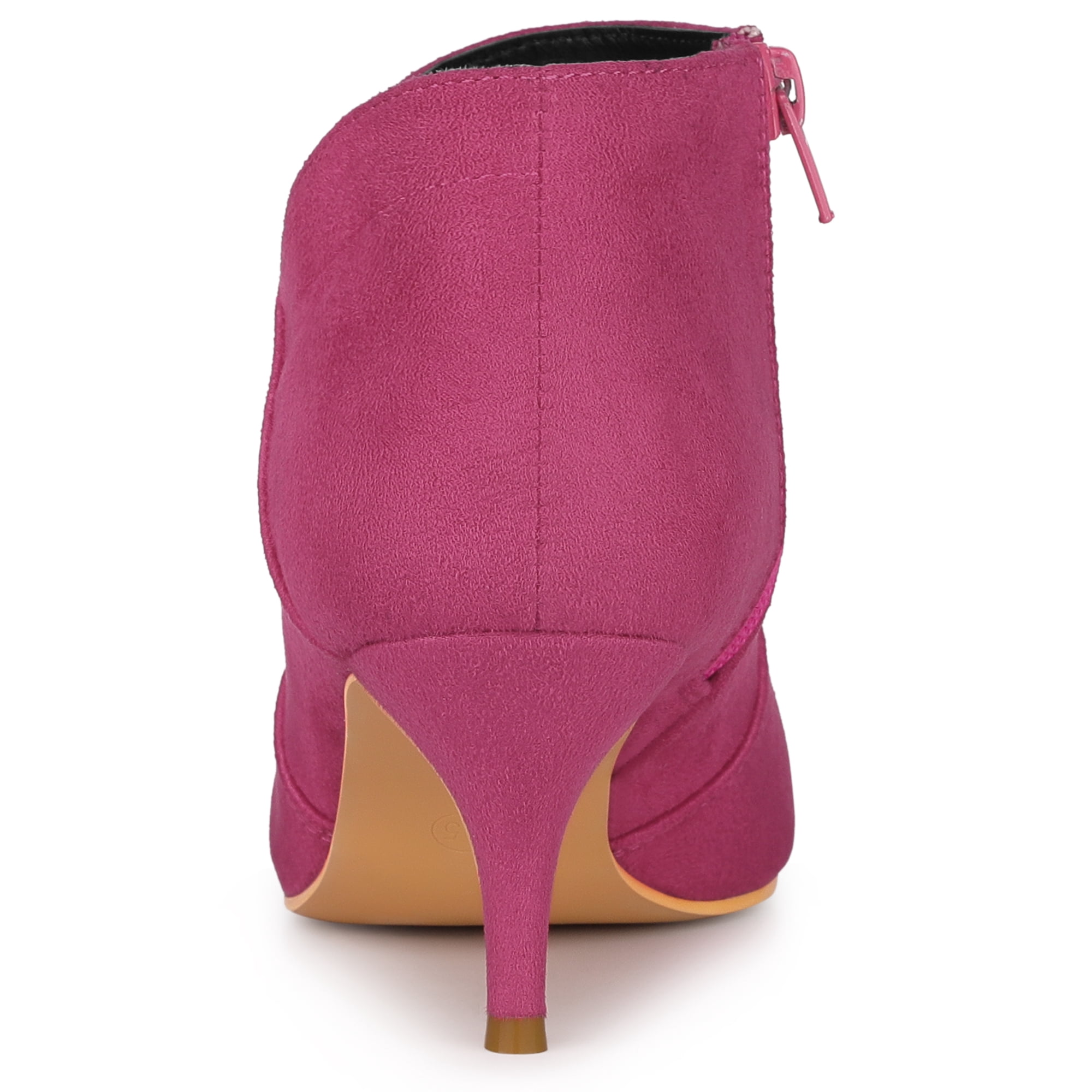 DARING DIVA Women's Pointed Toe Kitten Heel Cutout Ankle Boots Hot Pink 9