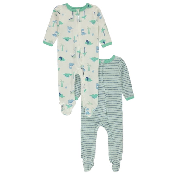 Bon Bebe Baby Boys' 2-Pack Dinosaur Footed Coveralls Color: multi Size: 6 - 9 months