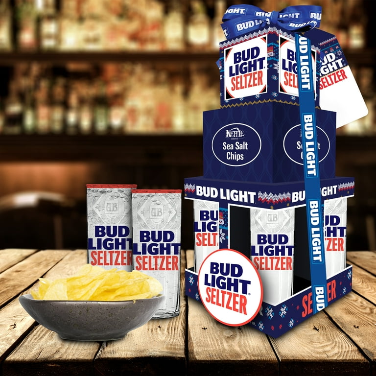Bud Light Seltzer Holiday Glasses Chips Gift Assortments, 10