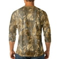 thumbnail image 4 of Lumtrix Mens Camouflage Henley Shirts 3/4 Sleeve Sleeve Camo Sport Summer Beach Casual Fitted Soft T-Shirt Camel 3XL, 4 of 6