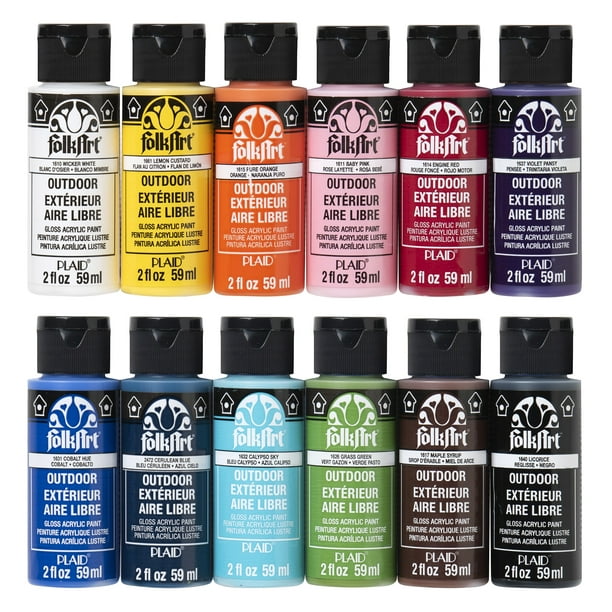 FolkArt Outdoor Acrylic Craft Paint Set, 12 Colors, 2oz,PROMOFAOD ...