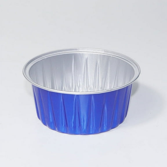 XmhyTop 100 Pack Mini Disposable Cake Pans, Aluminum Foil Circular Baking Cups, 3.3x3.3 Small Baking Cake Tins Cup Cake Containers for Individual Cakes ,Blue