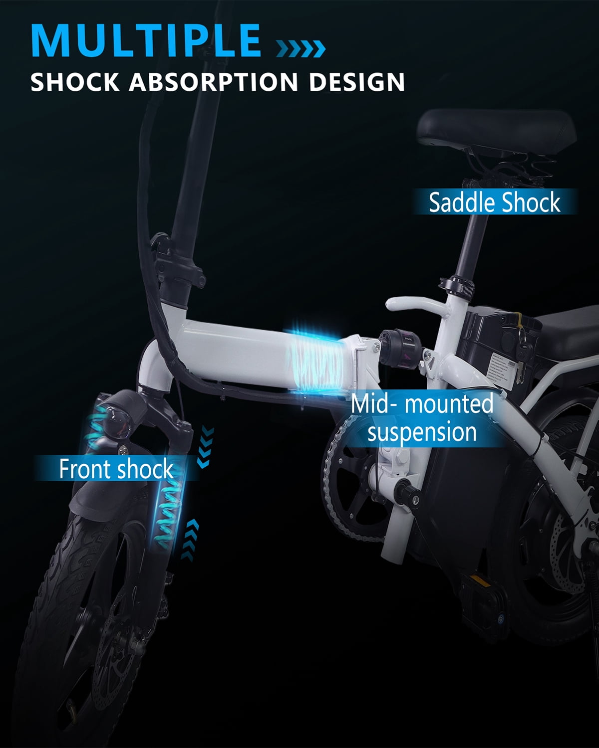 XKJ Electric Bike for Adults, Ebike, Electric Bicycle with 576WH Remove Battery,14" Folding Ebike, 20MPH,20+ Miles(MAX),500W High Motor,Multi-Shock Absorption,Commuting Mini E Bikes,UL2849