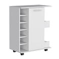thumbnail image 4 of Lothian Bar Cart with Single-Door Cabinet, Two Side Storage Shelves, Built-In Six-Bottle, 4 of 5