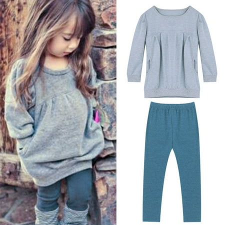 BOBORA Winter Fall Warm Toddler Girls Outfit Clothes Long Sleeve Tops + Long Pants Set