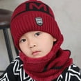 thumbnail image 3 of YAOBAMM Winter Cap Neck Warp Set Winter Children Hat Scarf Set Letter Printed Thickened Elastic Warm Dome Windproof Ear Neck Protection, 3 of 7