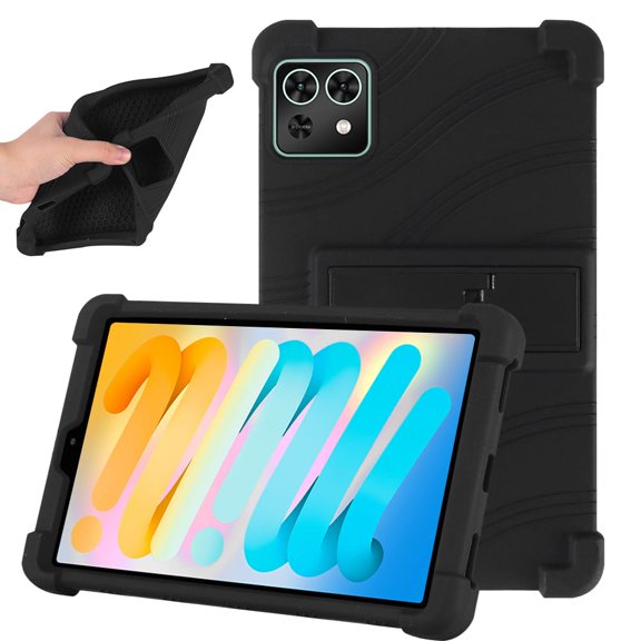 FIEWESEY Compatible with Teclast M50 Mini Tablet 8.7 Inch Tablet Soft Silicone Case Shockproof with Kickstand Kids Friendly Shell Cover Fit for 8.7" TECLAST M50 Mini Tablet (Black)