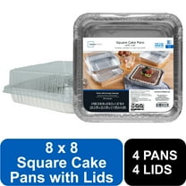Mainstays 8" Aluminum Square Cake Pans with Lids, 4 Count