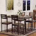 thumbnail image 4 of 5-Piece Industrial Dining Set for 4 - Spiral Leg Table & Cushioned Chairs for Kitchen/Dining Room, 4 of 7