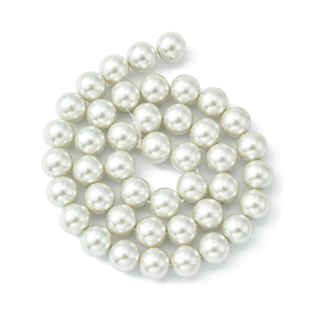 Eco-Friendly Dyed Glass Pearl Round Beads Strands Grade A Cotton Cord Threaded WhiteSmoke 10mm Hole: 0.7~1.1mm about 42pcs/strand 15 inch