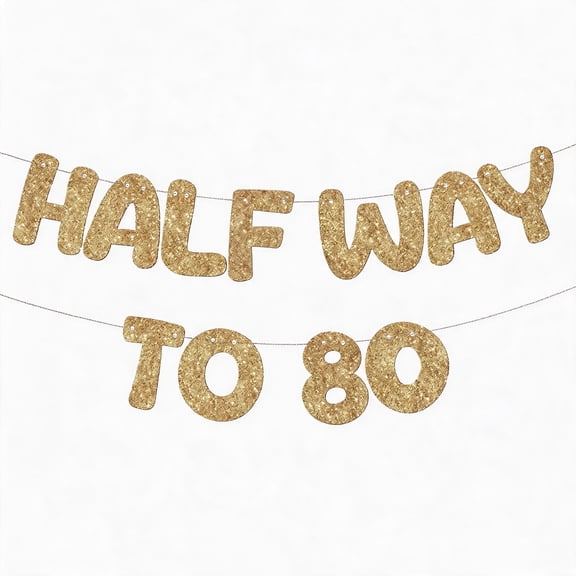 40th Birthday Decorations, Champagne Gold Glitter Halfway to 80 Banner for Happy Birthday Sign 40th Wedding Anniversary Party Supplies