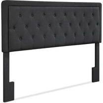 Elle Decor Amery King Tufted Upholstered Headboard in Charcoal Gray