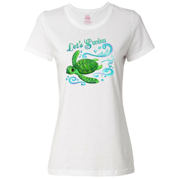 Inktastic Lets Swim- Cute Sea Turtle Women's T-Shirt