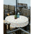 thumbnail image 2 of Outdoor Tablecloth with Umbrella Hole and Zipper Flower Leaves Round Outdoor Tablecloths 60 Inch Waterproof Table Cloths Yellow Floral Patio Table Cloth Cover for Outdoor Tables Picnic Garden, 2 of 4