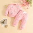 thumbnail image 2 of Xyant Toddler Baby Girl Easter Outfit Long Sleeve Bunny Graphic Crewneck Sweatshirt + Joggers Pants Set Infant Winter Spring Clothes (Pink,2-3 Years）, 2 of 7