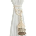 thumbnail image 2 of LShunze Farmhouse Curtain Holdbacks, Curtain Tiebacks Handmade Boho Decorative with Tassel Ropes Curtain Ties, Wood Bead Curtain Pull Back Curtain Holders for Home Hotel Drapery, 2 of 7