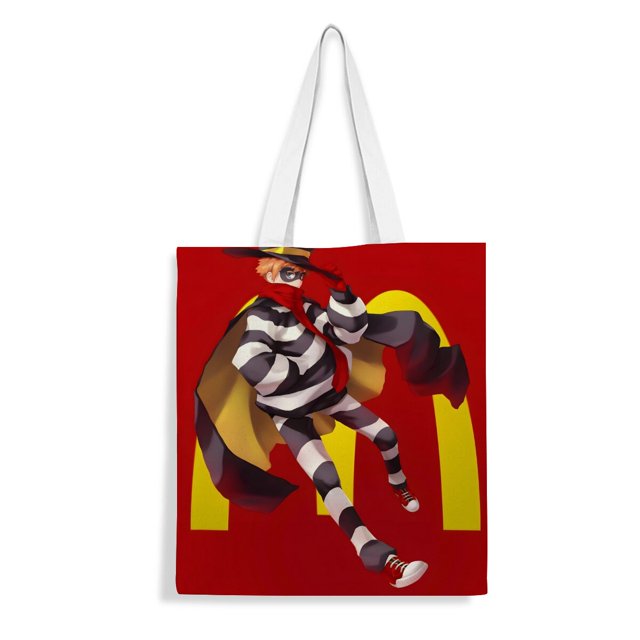 Hamburglar Bolso de tela con estampado de lienzo para mujer, bolsa de compras reutilizable y estética, con cremallera interior, regalo para mujer,40*45cm.