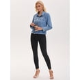 thumbnail image 3 of DARING DIVA Women's Long Sleeve Lightweight Frayed Hem Jean Shacket 2XL Blue, 3 of 7