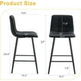 thumbnail image 5 of SUDICA Set of 2 Black PU Leather Counter Height Bar Stools, Upholstered 24.4" Bar Chairs with Metal Legs for Kitchen Island or Home Bar, 5 of 9