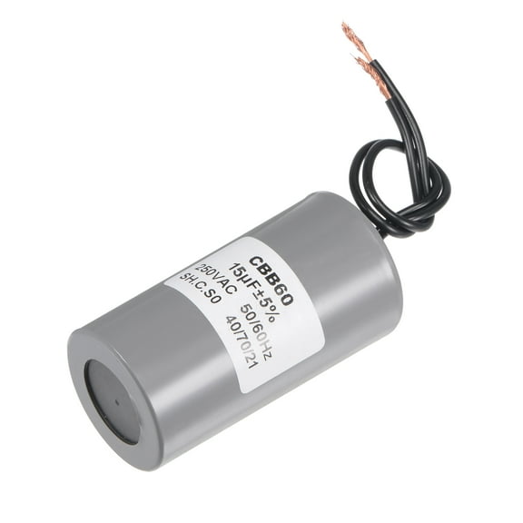 Uxcell 73x38mm 15uF 250V AC 50/60Hz 2 Wires Cylinder CBB60 Run Capacitor