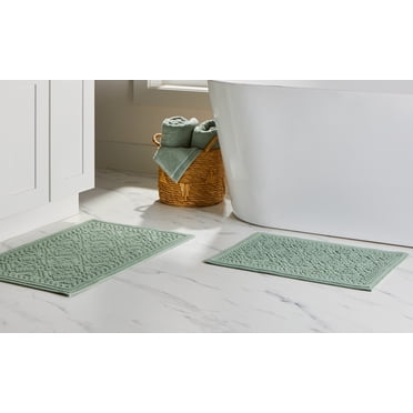 Better Homes & Gardens Katti Lattice 2 Piece Bath Rug Set, Green River, 17" x 24" & 20" x 30"