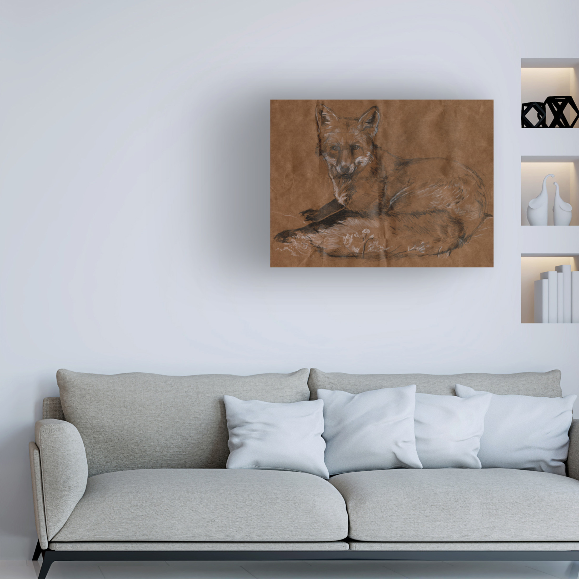 Canvas Wall Art - Jennifer Paxton Parker 'Crafty Fox II' Wall Art for Living Room, Bedroom, or Office Décor by Trademark Fine Art - 47 x 35 Inches