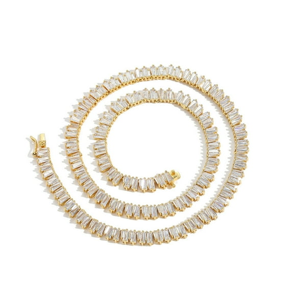 Tennis Necklaces for Women 18K Gold Plated Lab Gold Diamond Necklace Chain CZ Necklaces for Women Party Prom Jewelry Necklace