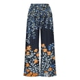 thumbnail image 7 of Ecqkame Pants for Women Casual Loose Floral Print Elastic High Waist Wide Leg Pants Lightweight Comfortable Trousers with Pockets Gray XXL, 7 of 7