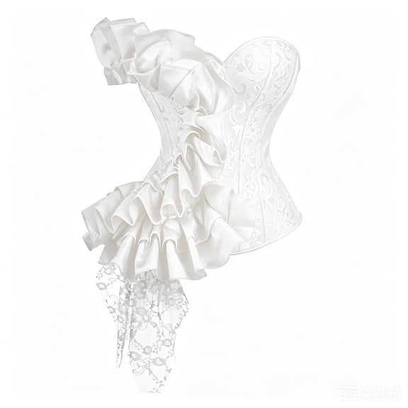 cocolona Lace Corset Tops for Women Mesh Sheer Lacework Ruffle Bustier Tops Solid Party Corset