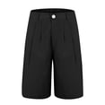 thumbnail image 4 of Lumtrix Bermuda Shorts For Women Dressy Casual High Waisted Summer Work Zipper Button Elastic Waist Pleated Knee Length Dress Shorts With Pockets Black L, 4 of 4