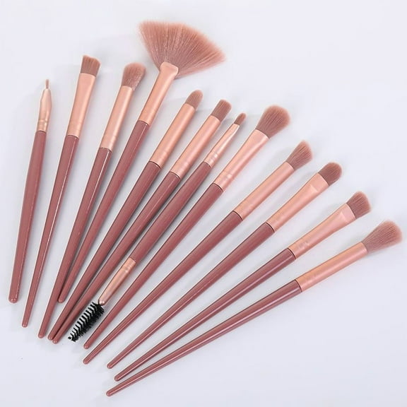 Makeup Brush Set 12 Pieces - Studio Style Rosegold Brushes - Soft Bristles, Easy Clean, Professional Makeup Brushes for Foundation, Eyeshadow, Blush & More