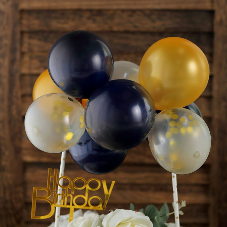 Black and Gold Cake Topper Mini Balloon Garland