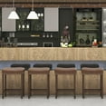 thumbnail image 2 of Gymax Bar Stool Set of 4 24-Inch Counter Height Saddle Stools w/ PU Leather Upholstery Brown, 2 of 10