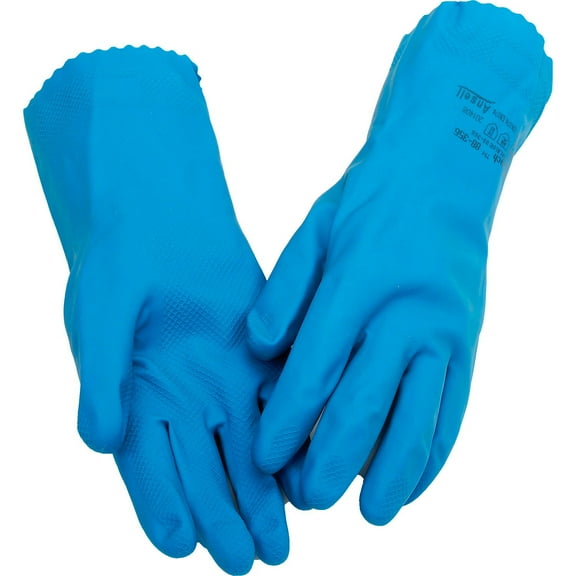 Ansell 88-356 Natural Blue Chemical Resistant Gloves, Unsupported, Unlined, Size 9, 1 Pair, Lot of 12