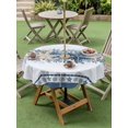 thumbnail image 4 of Outdoor Tablecloth with Umbrella Hole for Patio/Picnic/Party/Camping, Navy Blue Starfish Coastal Waterproof Table Cloth Round Cover Washable, Ocean Beach Coral Nautical (Dia 60"), 4 of 8