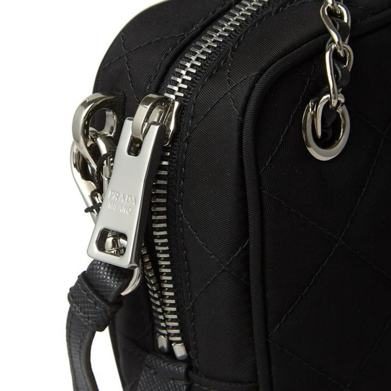 PRADA Quilted Nylon Tessuto Crossbody Camera Bag Shoulder Bag Black Auth