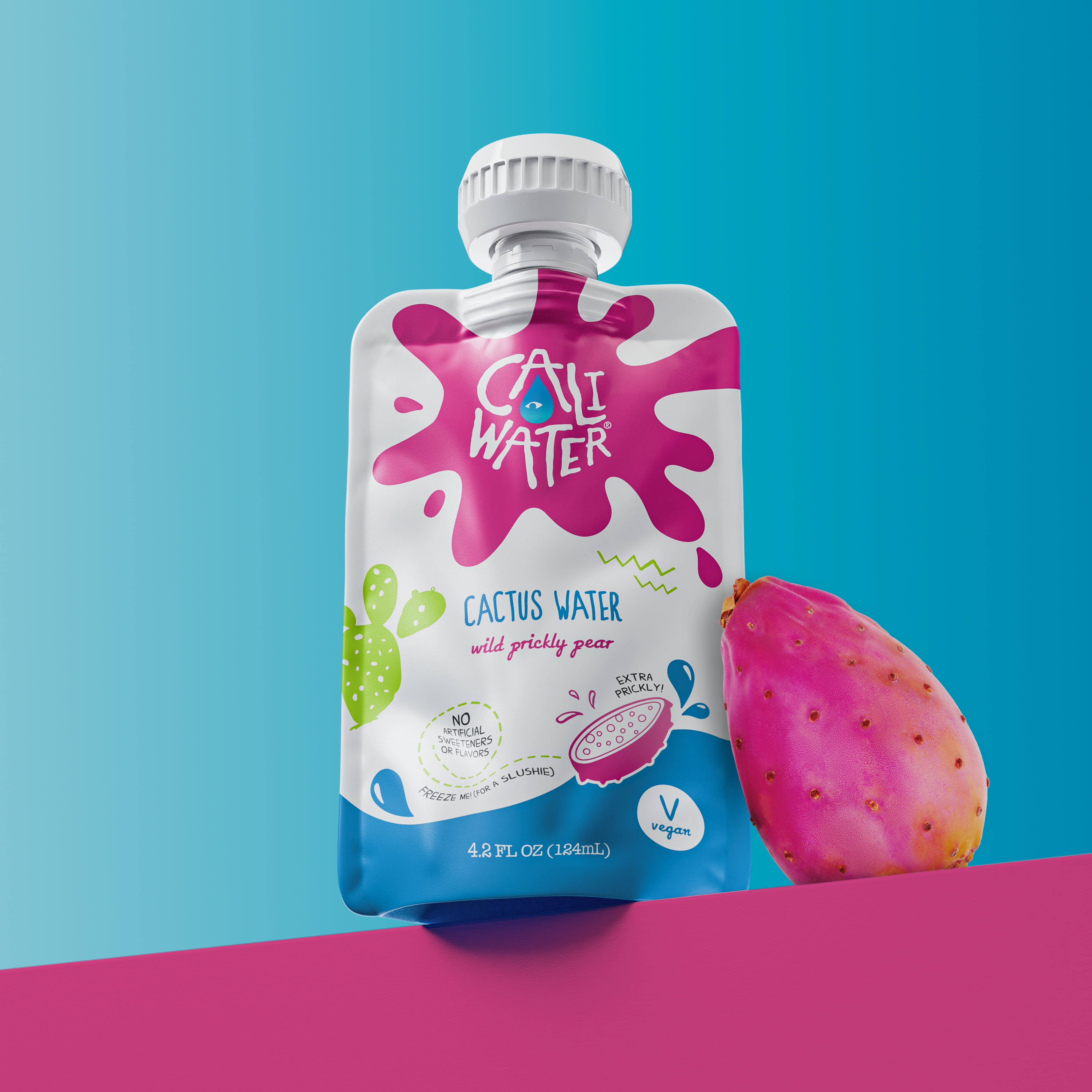 Caliwater Kids Pouch Organic Cactus Water Wild Prickly Pear, Coconut Water Alternative, Juice Box Hydration, Electrolyte Drinks, Flavored Waters, 24-Pack 4.2oz/pouch 3g Sugar, 10 Calories