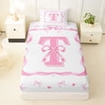 thumbnail image 3 of Erosebridal Watercolor Initial T Girls Twin Sheet Sets, Bow Love Heart Bedding, 3-Piece, 3 of 5